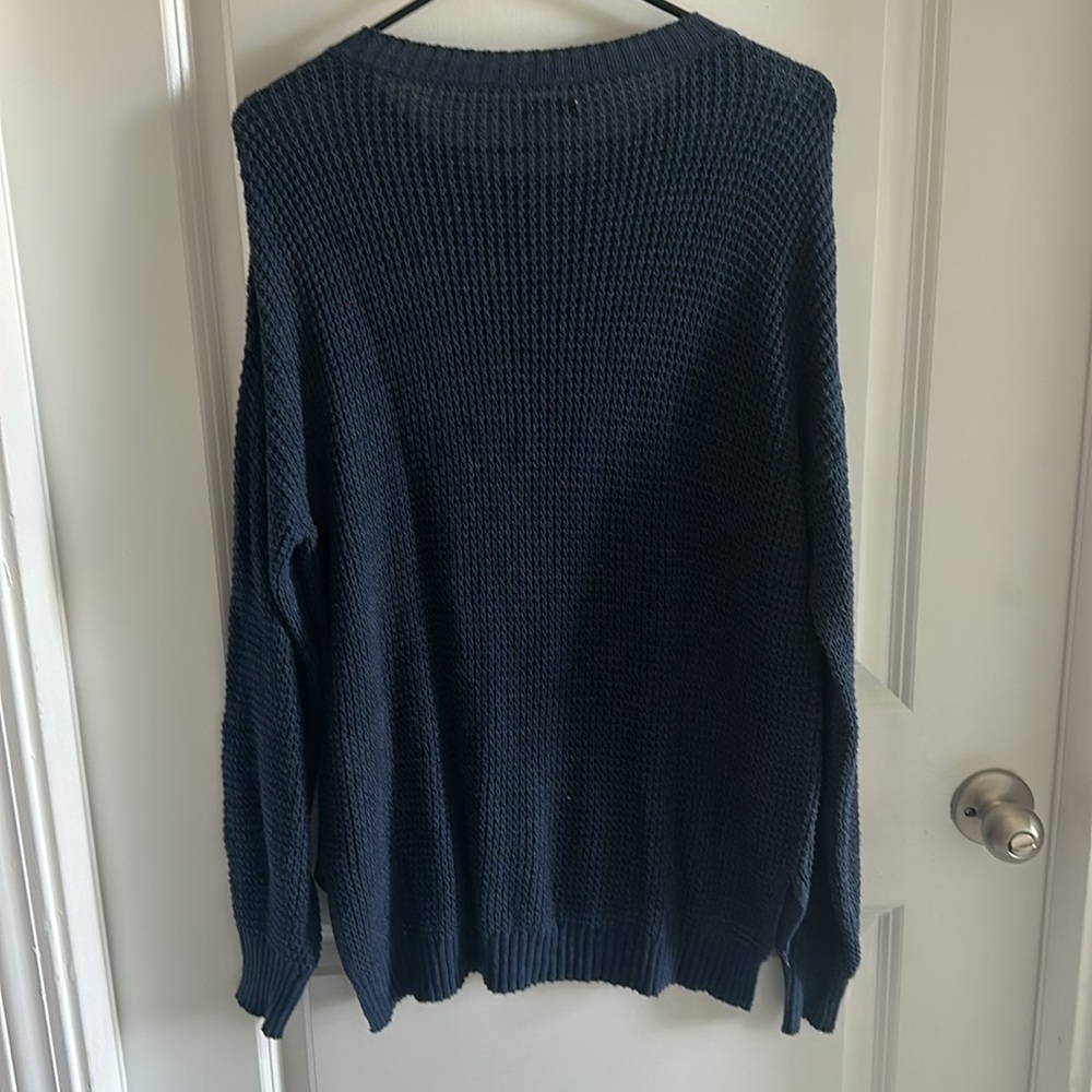 American Eagle Long Sleeve Sweater Shirt Navy Blue Size S - Picture 5 of 6